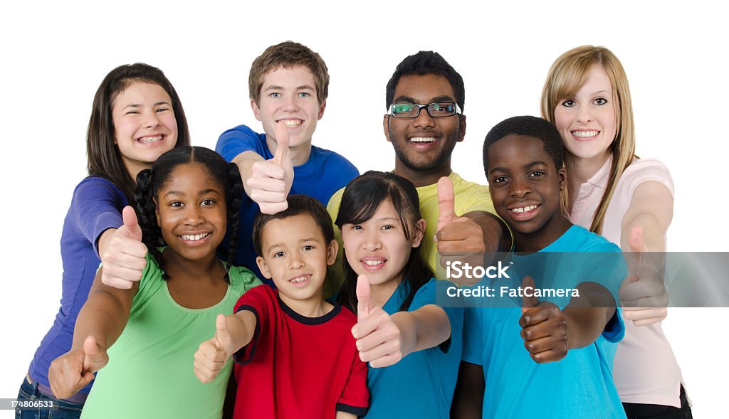 Grande grupo de crianças e adolescentes - Foto de stock de Fundo Branco royalty-free