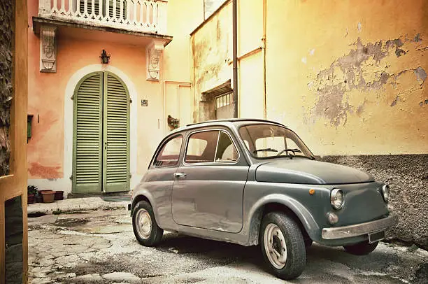Old Italian car. Aging process added.