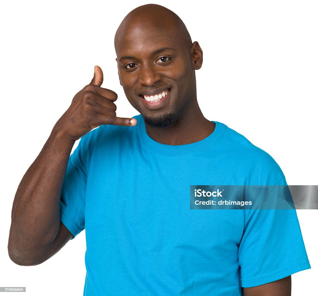 Homem dá mão Placa de Telefone - Foto de stock de Afro-americano royalty-free