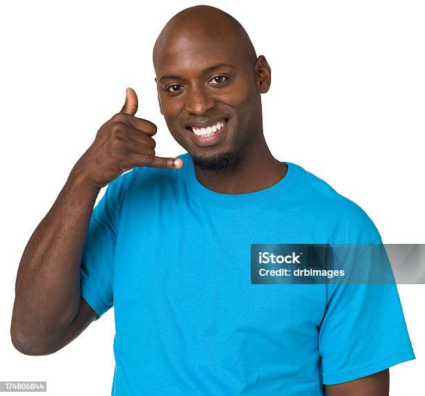 Homem Dá Telefone Sinal De Mão - Fotografias de stock e mais imagens de Afro-americano - Afro-americano, Orgulho, Origem Africana