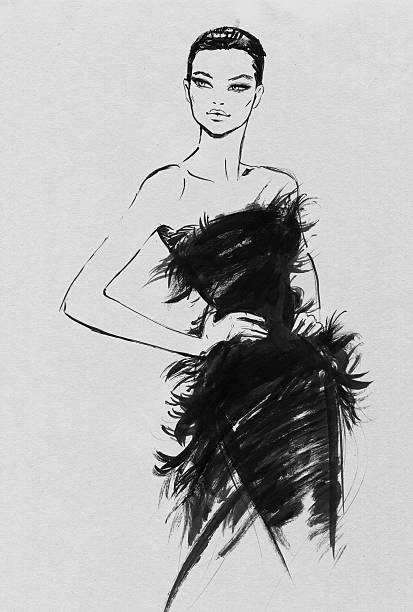 High fashion black paint drawing image.  Scanned  my art workMore womens fashion stock illustrations