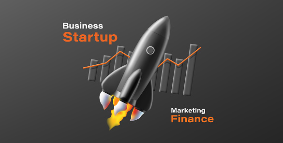 Start Up Rockets 3d Render Illustration Of Start Up Rocket With Bar Chart On The ...