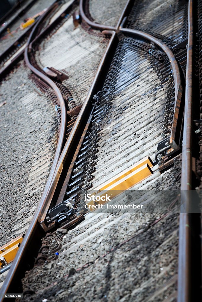 Ligne ferroviaire crossing, mise au point sélective et vignette - Photo de Absence libre de droits