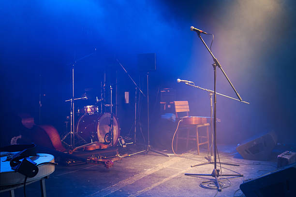 istock Music club scene, with microphones and instruments 174807784