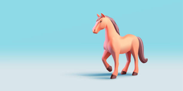 istock 3d render illustration of horse, plastic realistic icon, horse making step, brown tail and mane, beige body, isolated 1748078831