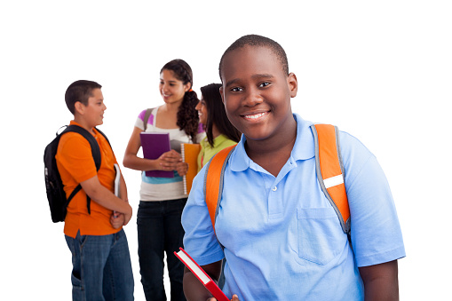 African-american student with classmates