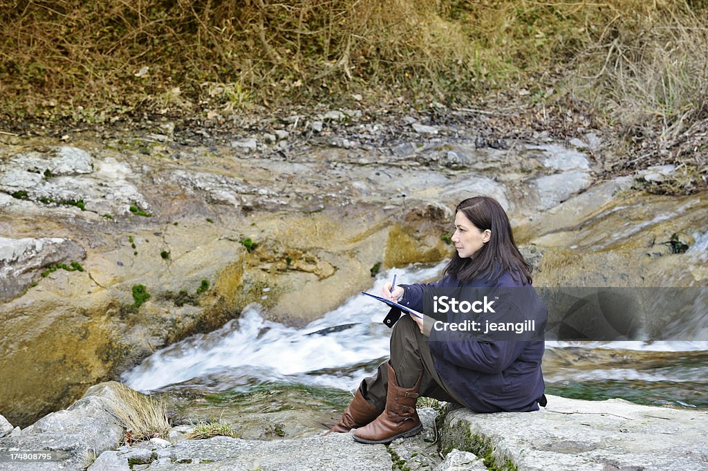 Frau zeichnen im Freien - Lizenzfrei Bildender Künstler - Künstler Stock-Foto