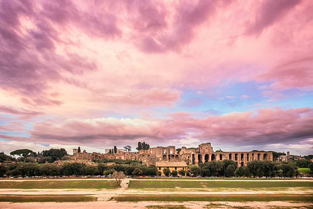 Circus maximus and The Palatine Hill in Rome, Italy "Circus maximus and The Palatine Hill in Rome, Italyit's the original sky- OTHER photos from Rome, Italy" palatine hill circus maximus rome stock pictures, royalty-free photos & images