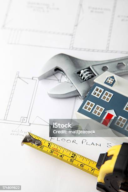 Home Construction Stock Photo - Download Image Now - Adjustable Wrench, Architecture, Blueprint