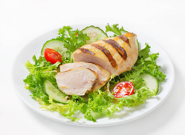 istock grilled chicken breast with vegetable garnish 174810084
