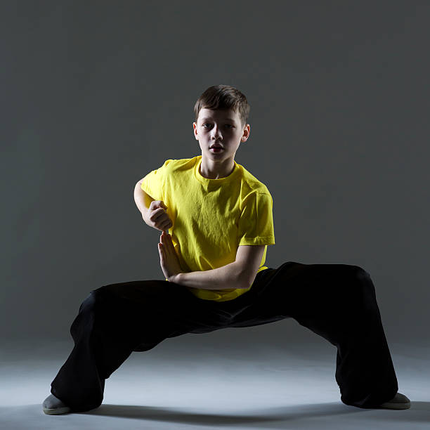 istock Young Boy in Kung Fu fighting position 174810169