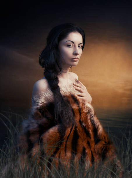 Voodoo queen with tiger,3d illustration for book cover ideas