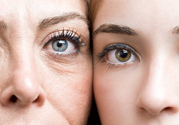 maduro madre e hija - aging process women human face daughter fotografías e imágenes de stock