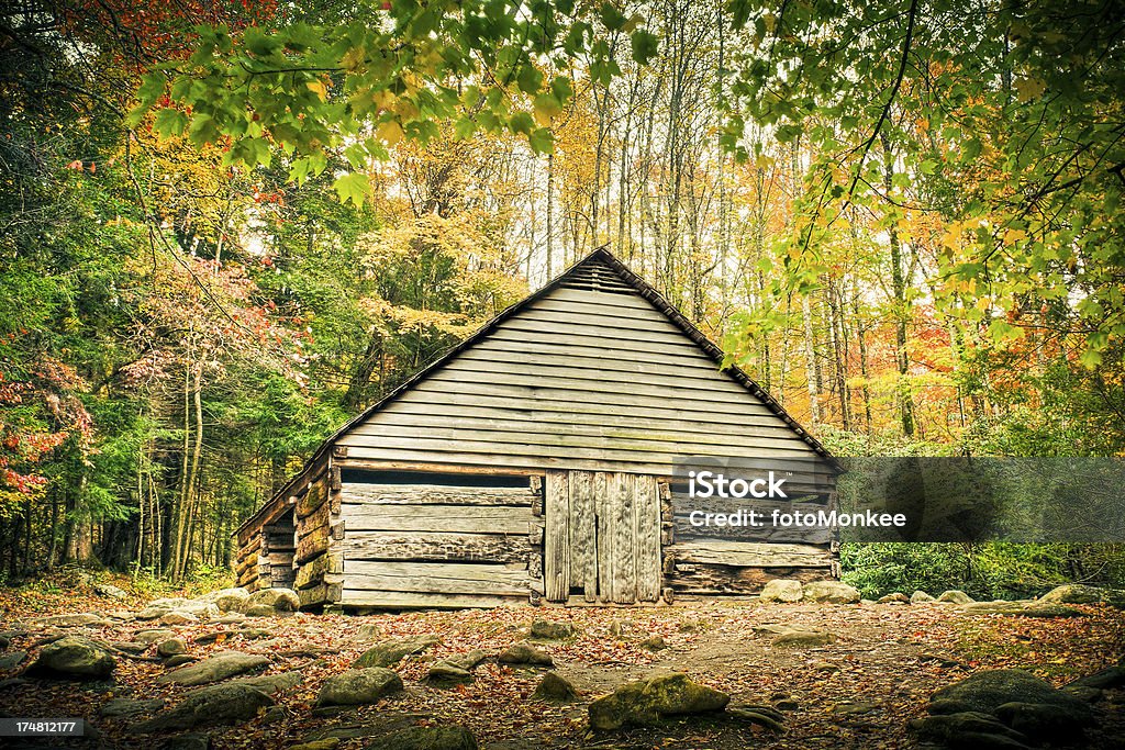 Cabine, Roaring Fork, Great Smoky Mountains, Gatlinburg, Tennessee, EUA - Foto de stock de Agricultura royalty-free