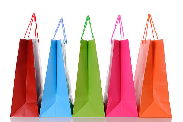 kolorowe torby na zakupy - shopping bag orange bag handle zdjęcia i obrazy z banku zdjęć