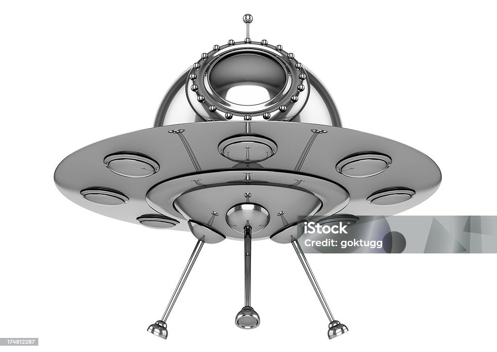 UFO 3D render of UFO model. Alien Stock Photo