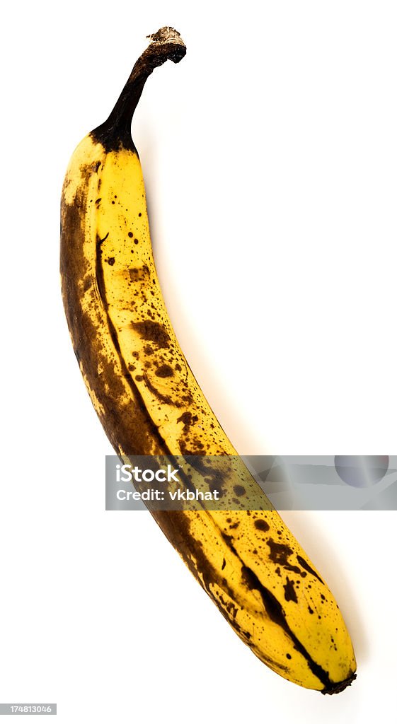 Más maduro banana aislado en blanco - Foto de stock de Amarillo - Color libre de derechos
