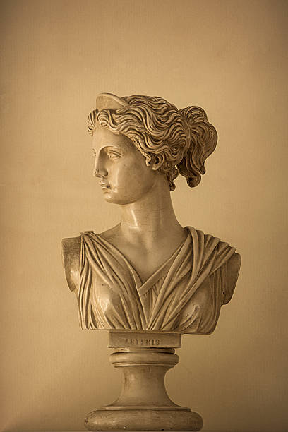 bust of artemis - artemis goddess decoration toned image stock-fotos und bilder