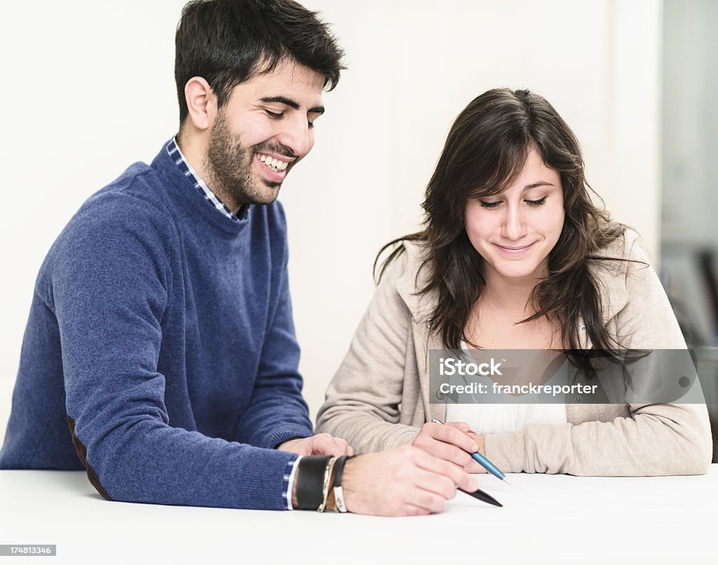 couple of friends studying with tablet  20-29 Years Stock Photo