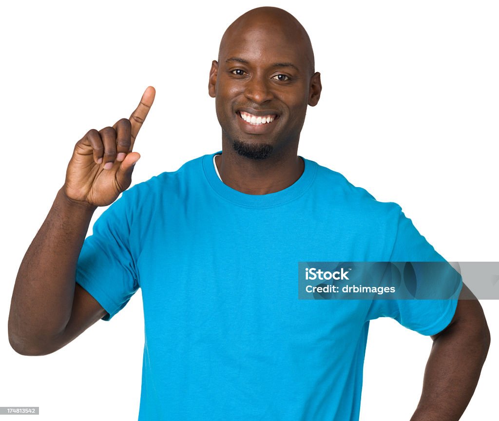 Mann hält einen Finger - Lizenzfrei Mit dem Finger zeigen Stock-Foto