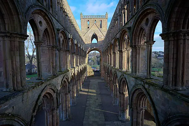 "Jedburgh Abbey is a ruined 12th century Augustinian abbey, situated in Jedburgh, in the Borders of Scotland.The abbey was founded in 1138.Similar Image:"