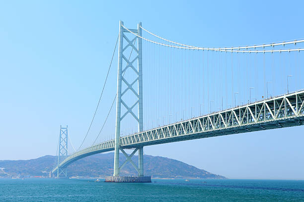 아카시 구름다리 - seto inland sea akashi blue sky car 뉴스 사진 이미지