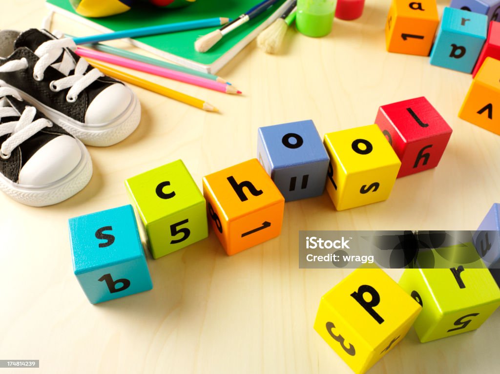 Escola em blocos ortografia - Royalty-free Amarelo Foto de stock