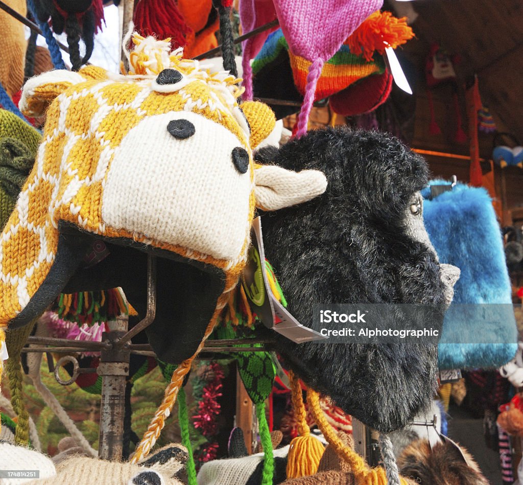 Affichage des chapeaux tricotés en forme d'Animal - Photo de Chaleur libre de droits