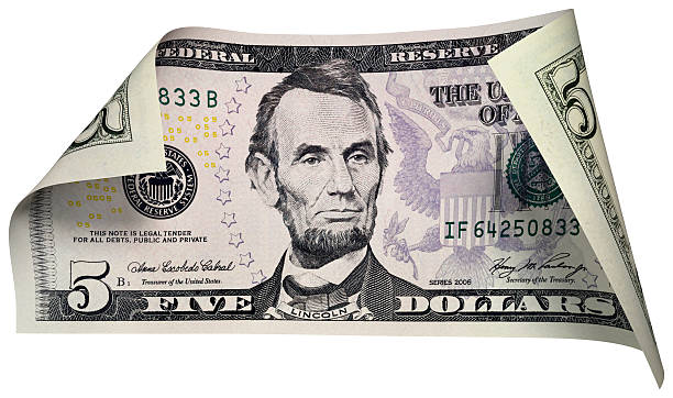 five dollar bill - currency us paper currency five dollar bill usa stock-fotos und bilder