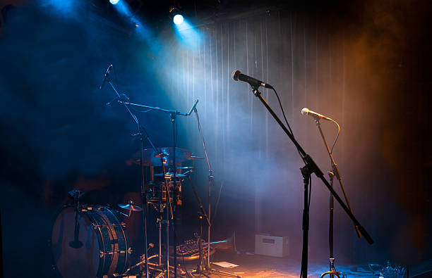 istock Music club scene with microphones, lights and instruments 174815566