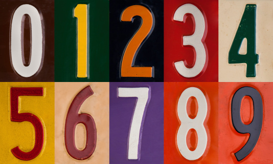 a set of the numerals 0-9 each made from a vintage Liscense plate. (all from IL in usa). I've left the scratches dirt and grime to lend authenticity and character to the set.