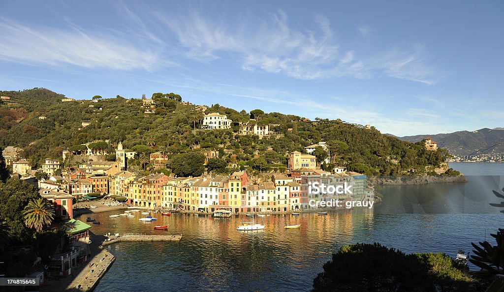 Nascer do sol no Inverno de Portofino - Royalty-free Aldeia Foto de stock