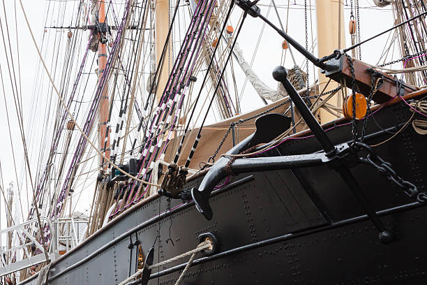 istock Side view of old sailing ship with anchor 174815877