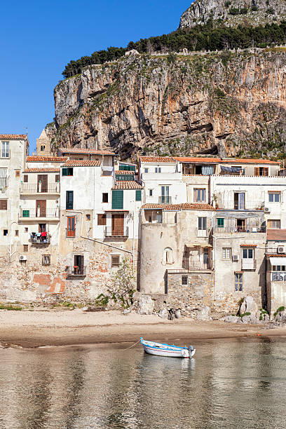 Old beach in Cefalù, Sicily Italy "Old beach in CefalA, Sicily Italy-MORE images from Sicily:" cefalu stock pictures, royalty-free photos & images