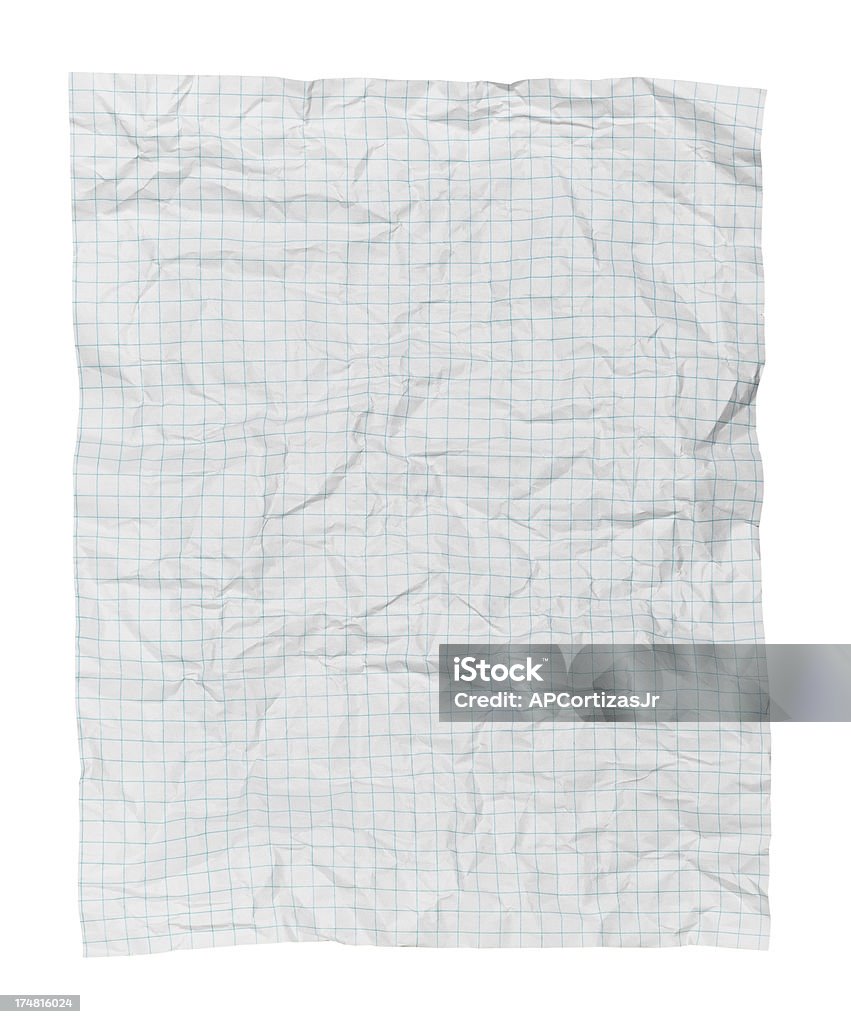 Faltig blank white blue-grid Millimeterpapier - Lizenzfrei Millimeterpapier Stock-Foto
