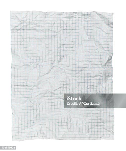 구겨진 맹검액 인명별 블루grid 모눈종이 그래프 종이에 대한 스톡 사진 및 기타 이미지 - 그래프 종이, 주름, 줄무늬