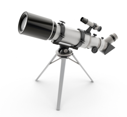 Generic 3D telescope isolated on white. Clipping path included. (Please note that clipping path will be available in the largest file size purchase.)Similar: