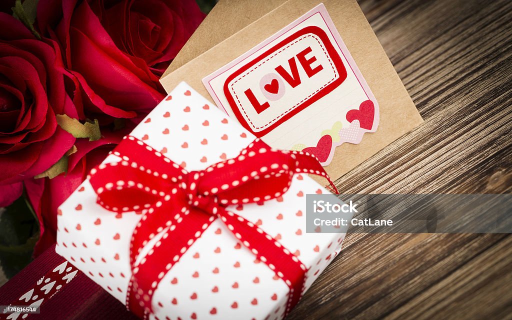 Valentine's Day Gift und Karte - Lizenzfrei Band Stock-Foto
