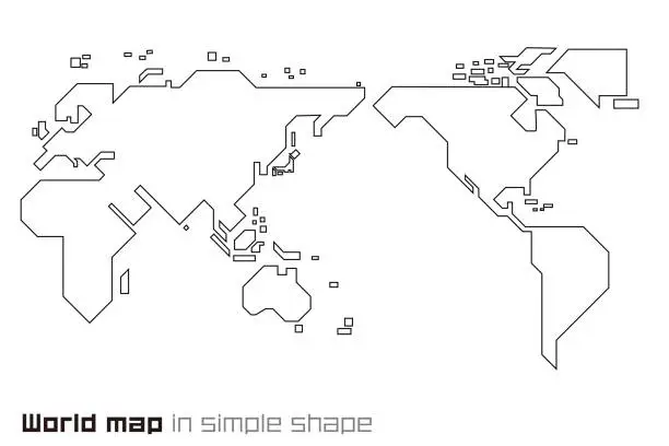 Vector illustration of The design of the world map composed of a straight line