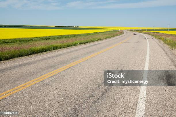 Prairie Road Foto de stock y más banco de imágenes de Vía - Vía, Alberta, Saskatchewan