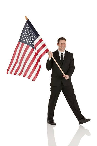 istock Happy businessman with American flag 174816941