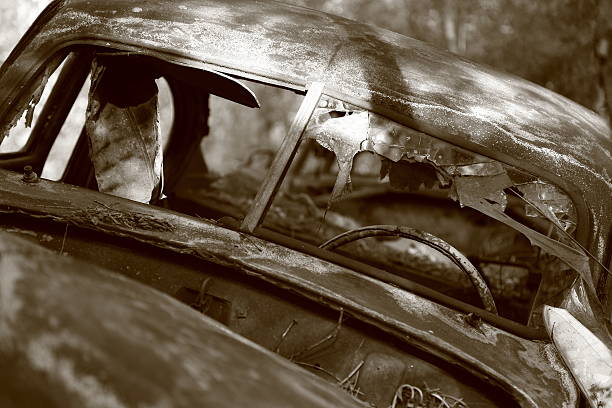istock Wreck of a rusty classic car 174817464
