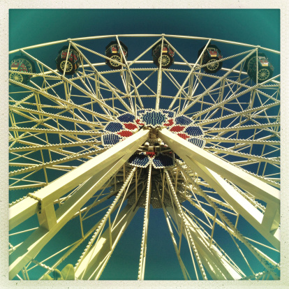 A ferris wheel in Irvine California. Taken with an IPHONE at the Irvine Spectrum outdoor shopping mall in Irvine California..