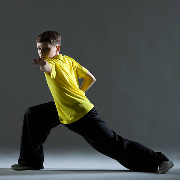 istock Young Boy in Kung Fu fighting position 174817662