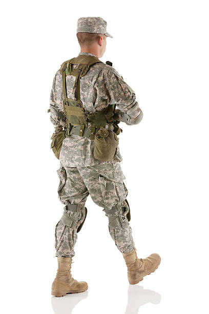 250+ Side View Of An Army Soldier Walking Stock Photos, Pictures
