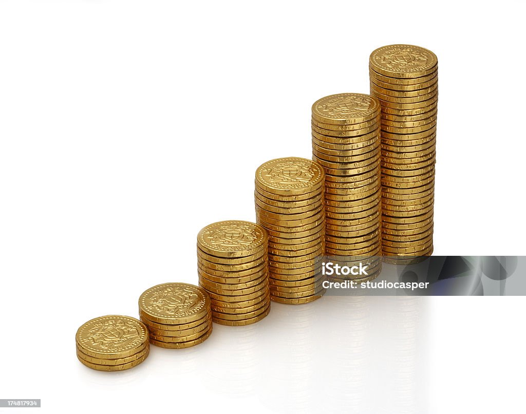 Moedas de ouro, formando um gráfico de barras - Royalty-free Amarelo Foto de stock