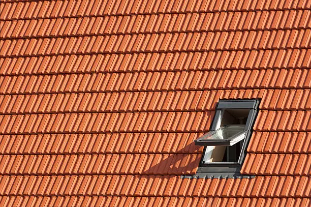 "Roof with window, rooftiles, skylight"