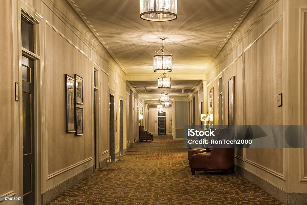 Hotel Hallway a hotel hallway / gets from the elevator / over to your room Hotel Stock Photo