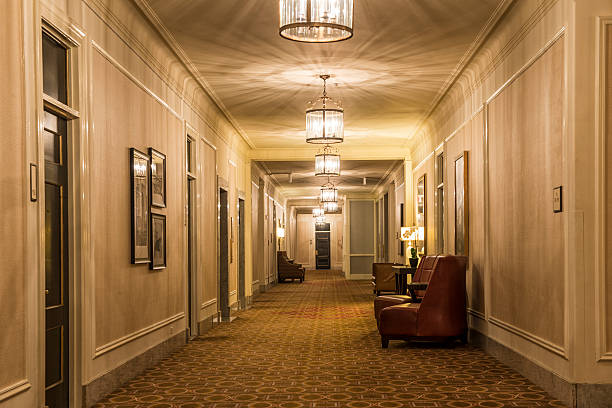 Hotel Hallway stock photo