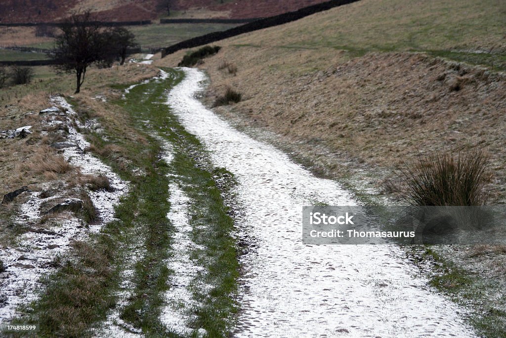 Frosty farm track in den Peak District, Glossop - Lizenzfrei Agrarbetrieb Stock-Foto